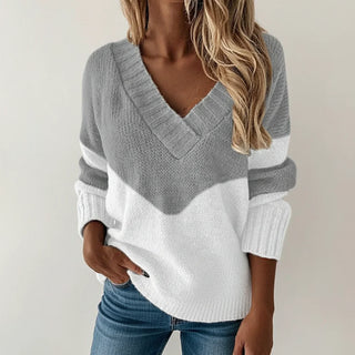 Women's Color Block V-Neck Sweater