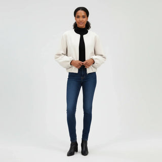 Women's Balloon Sleeve Zip-Up Bomber Jacket