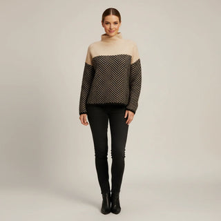 Women's Turtleneck Color Block Sweater